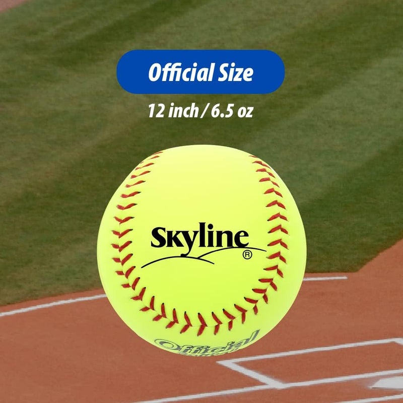 SKYLINE SL-12 Softballs 6 Pack - 12 Inch Official Size and Weight Softball Game, Training Ball for Batting, Fielding, Pitching, Practice - Image 4